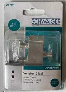 Schwaiger 2-fach SAT Verteiler Splitter 5-2250MHz digital Kabel VTF7822 531 - Bild 1 von 2