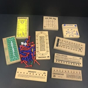 Lot Of 9 Vintage Wood Puzzle Games Peg Board Logic Challenge Brand - Picture 1 of 8