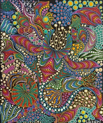 Подводный мир оригинальное искусство скат искусство коралл рыбы произведение искусства красочный морской жизни - Изображение 1 из 4