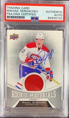 Mikhail Sergachev Auto RC Upper Deck Materials Canadians PSA Encap Player Usado - Imagem 1 de 3