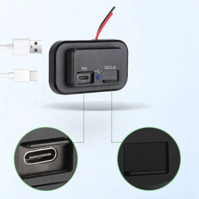 MARKENLOS QC 3.0 PD 12V 24V Dual Type-C USB Caricabatteria Auto Presa Adattatore Supporto Pannello