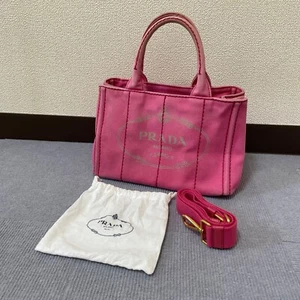 Prada 2way bag Canapa pink canvas Handbags Shoulder bags - Picture 1 of 19