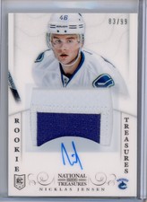 2013-14 National Treasures Nicklas Jensen Rookie Treasures Autograph Patch #d/99