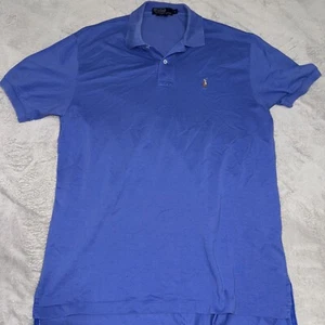 Polo Ralph Lauren Polo Shirt Men Large Blue Pima Cotton Pullover Golf - Picture 1 of 6