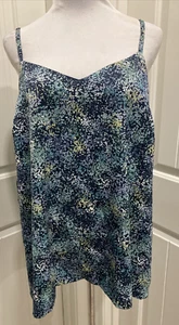 Motto Tank Top Camisole SZ 2X Shades Of Blue Speckled V-Neck Spaghetti Strap - Picture 1 of 10