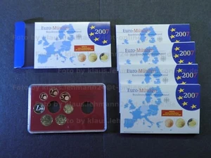 2007 BRD KMS 0,01ct-1,00€, A-D-F-G-J VFS in PP, 5x je 7 Münzen, mit OVP - Bild 1 von 1