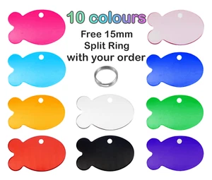 10pcs Fish Aluminium Dog Cat Pet ID Tags Wholesale Bulk Free Split Ring UK - Picture 1 of 13