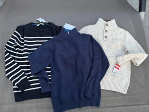 NEW Lot of 3 boys sweaters CALVIN KLEIN CAT&JACK H&M 100% cotton sz 10-12 M - Picture 1 of 13