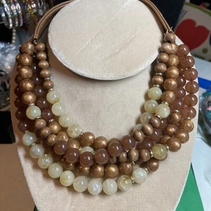 Chicos Multi strand Brown Beaded Necklace B128 14-17” - Picture 1 of 6