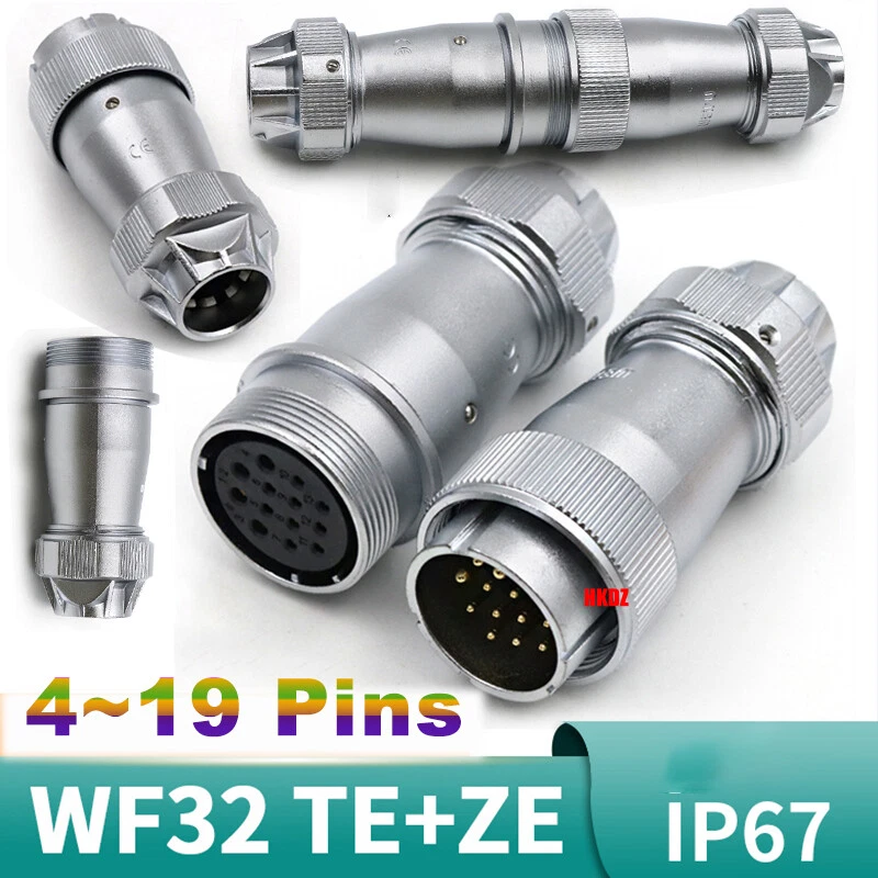 WF32 Aviation Plugs Sockets IP67 Industrial Waterproof Cable Connector 4~19 Pins - Image 1 of 4
