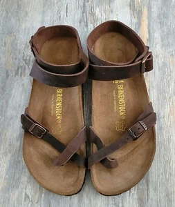 Birkenstock Yara, Habana Brown Leather Sandals, Size 7.5 EU41, Narrow Fit - Photo 1/5