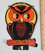 Vintage Embossed Halloween Die Cut Display Owl  Copr H. E. Luhrs  
