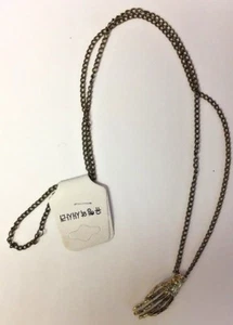 Skeleton Hand Claw Necklace Bronze vintage retro chain jewelry charm unisex - Picture 1 of 4