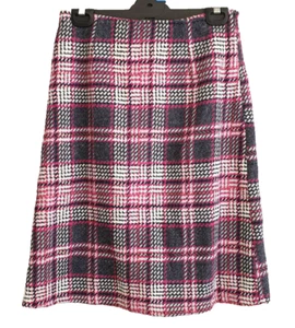 BNWT Womens Sz L 14 Available Brand Grey Pink White Smart Check Lined Skirt - Imagen 1 de 2