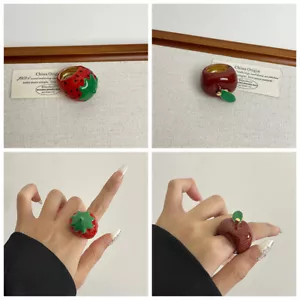 1 PC Enamel Dripping Oil berry Chunky Ring Girls Sweet Jewelry Gifts - Picture 1 of 11