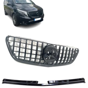 KÜHLERGRILL LOOK AMG GT SCHWARZ GLÄNZEND MERCEDES VITO W447 + LOGO SCHWARZ AB 2014 BIS 2023 - Bild 1 von 4