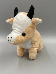 Baby Kuh Stier Plüsch braun & weiß mit schwarzen Hörnern Stofftier 6 Zoll - Bild 1 von 9