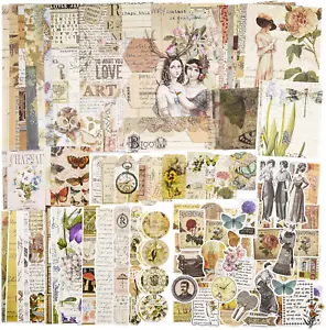 100 Pieces Vintage Ephemera Pack Junk Journal Kit Scrapbook Supplies Decoupage P - Picture 1 of 12