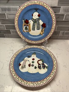 De colección ~ 2000 Sakura ~ Muñecos de Nieve Alegres ~ Postre/Ensalada 8” Platos DEBBIE MUMM ~ Juego de 2 ~ ¡EXCELENTE ESTADO! - Imagen 1 de 7