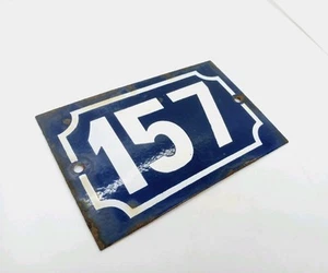 Antique enamel plaque number 157 15x10cm old house enamel - Picture 1 of 7