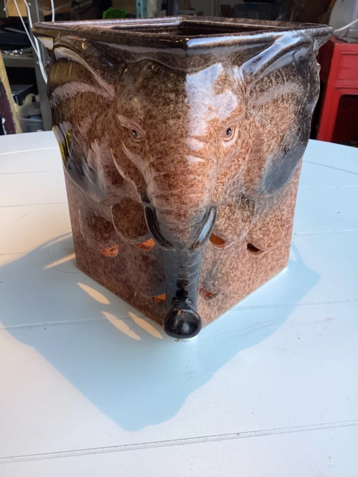 Elephant Ceramic Candle Holder Lantern Amazing Detailing Table Top or Hang EUC - Image 1 of 4