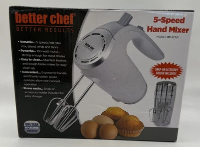 Better Chef IM-813W 5-Speed 150-Watt Hand Mixer White Accessory Holder NIB - Image 1 of 4