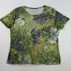 Nicola Womens Lined Floral Green Short Sleeve Blouse Size L - Picture 1 of 3