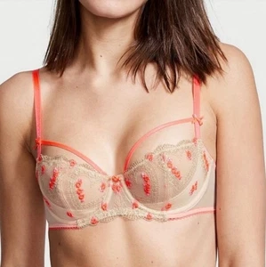 NEU Victoria's Secret DREAM ANGELS BH ungefüttert Stickerei rosa gold creme 32D - Bild 1 von 7