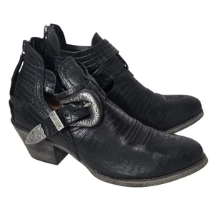 Ariat Dulce Leather Western Ankle Boot Black w/ Buckles and Cutouts Size 6.5 B - Picture 1 of 11