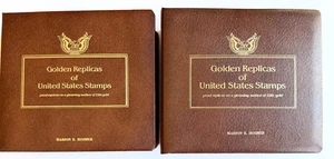 22KT GOLD GOLDEN REPLICAS OF UNITED STATES STAMPS 2 BOOKS 1980s 86 1st DAY COVER - Picture 1 of 12