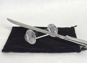 Lalique France Kristall Messerauflage, mattierte Blätternden, elegantes Geschirr signiert - Bild 1 von 13