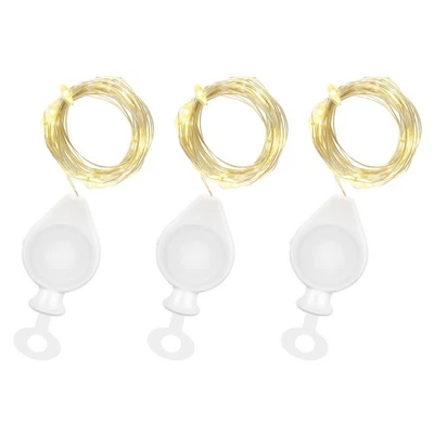 AGOTD 3 x 20 micro luci a LED 2 m in filo d argento a batteria luci decorative - Immagine 1 di 4