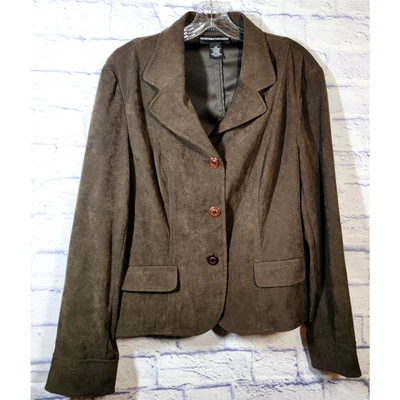 Blazer de gamuza sintética vintage Norton McNaughton para mujer Talla 14 Verde grisáceo Carrera Foto 1 de 4