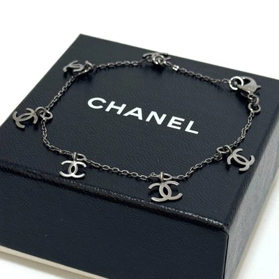 CHANEL 09P Coco Mark CC logo 6 Motif Bracelet Silver Accessory Authentic JAPAN - Image 1 of 4