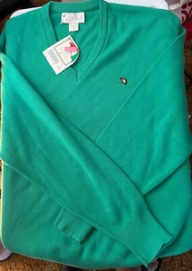 Vintage Arnold Palmer Golf Sweater V Neck Large Green Acrylic USA Made NWT - Picture 1 of 4