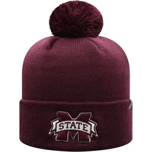 Mississippi State Bulldogs Maroon Top of the World Cuffed Knit Hat w/pom - Picture 1 of 1
