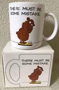 VINTAGE HALLMARK ‘THERE MUST BE SOME MISTAKE’ BEAR ON SCALE COFFEE CUP MUG - Picture 1 of 3