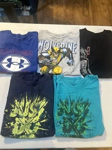 5 Boys Summer T-Shirts Marvel, Star Wars, Under Armour, Nike (2) Youth L and M - Picture 1 of 11