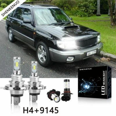 For Subaru Forester 1998-2002 LED Headlight + Fog Light Bulbs 6000K Kit White - Image 1 of 4