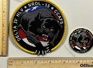 MILITÄRISCHE HERAUSFORDERUNG MÜNZE UND NROL AUFNÄHER - NRO-L 15 CCAFS DELTA IV HLV - Bild 1 von 3