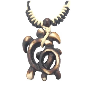 Hawaiian Jewelry Mother and Baby Sea Turtles Pendant Adjustable Cord Necklace - Picture 1 of 2