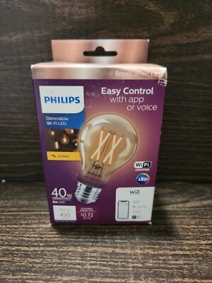 PHILIPS Smart Wi-Fi Wiz Connected Wireless LED Dimmable bulb 40W Equiv A19 AMBER - Image 1 of 4