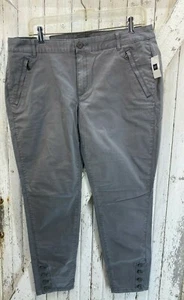 Gap Womens 12 Solid Grey Zipper Pocket 4 Button Hem Casual Ankle Stretch Pants - Picture 1 of 6