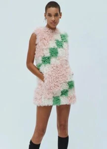 $2,900 - MONSE Spiral Pattern Cutout Lamb Shearling Minidress Size M - Picture 1 of 9