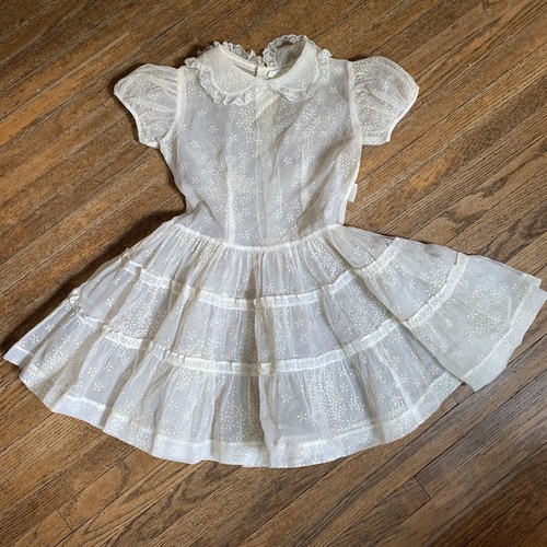 Abito Cenerentola's Coach bambina 6 panna nylon trasparente accento floreale vintage