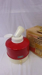 Vintage Cooler Jug Red 2 Gallon Camping Water Thermos w Cup Caddy - Picture 1 of 8