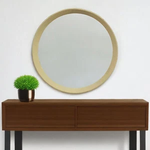 20" Cream Round Wood Framed Accent Mirror - Picture 1 of 8