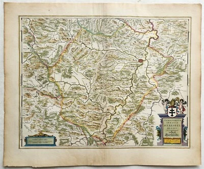 1640 MAP of GERMANY Abbey of Hersfeld WILLEM BLAEU antique AUTHENTIC handcolored - Image 1 of 3