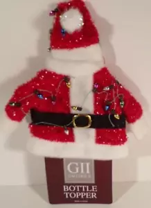 Cute Santa Sweater Wine Bottle Topper with a Light String and Santa Hat ~ NEW! - Picture 1 of 2