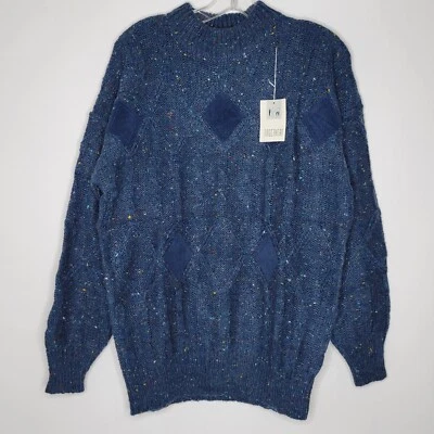 Vintage Together! Suéter Pullover Para Mujer Pequeño Azul Tejido con Cable Mezcla de Lana Foto 1 de 4